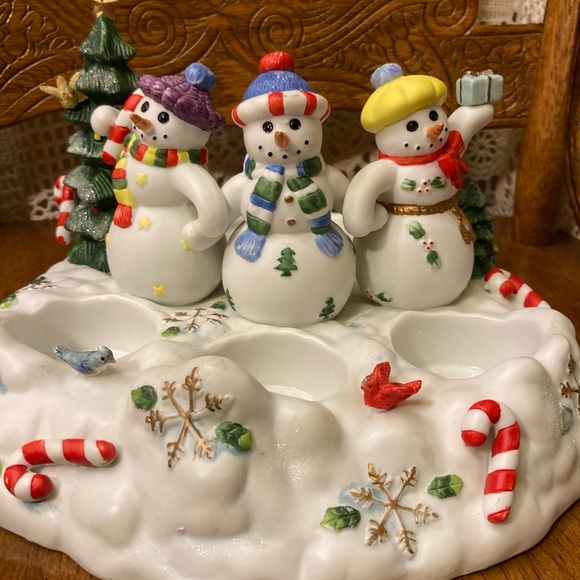 Vintage PartyLite Snowball Snowman Winter Holiday Tea Light Votive Candle Holder - Picture 5 of 17